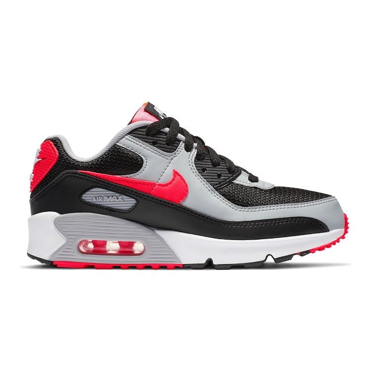 Image of Nike Air Max 90 Black Radiant Red Wolf Grey (GS)