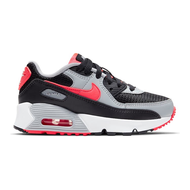 Image of Nike Air Max 90 Black Radiant Red Wolf Grey (PS)