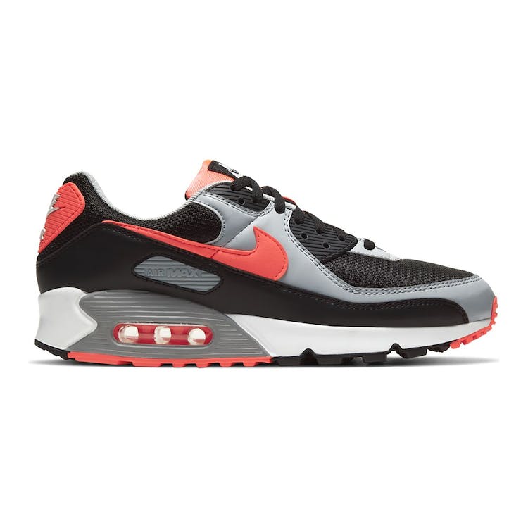 Image of Nike Air Max 90 Black Radiant Red Wolf Grey