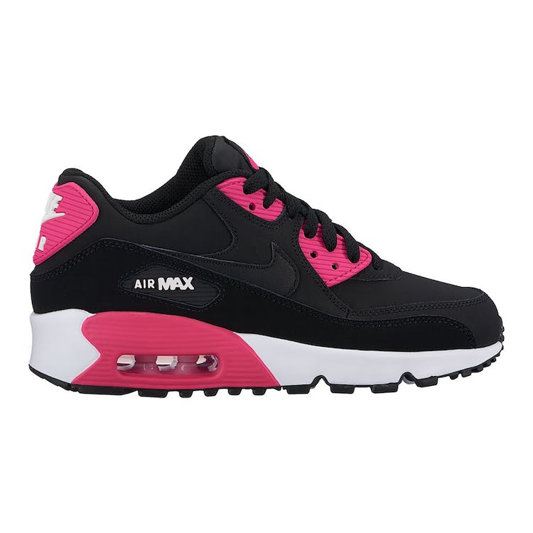 Image of Nike Air Max 90 Leather Black Pink Prime (GS)