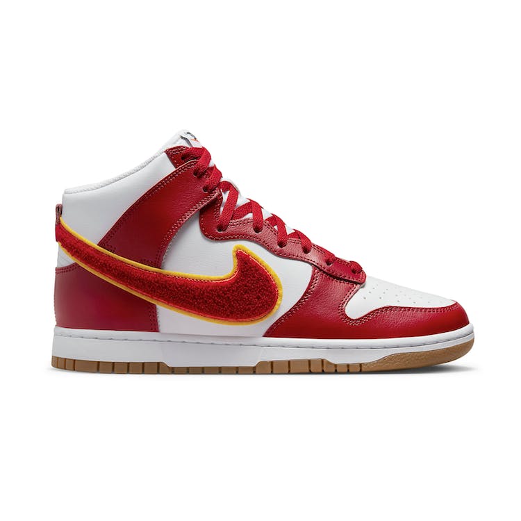 Image of Nike Dunk High Chenille Swoosh White Gym Red