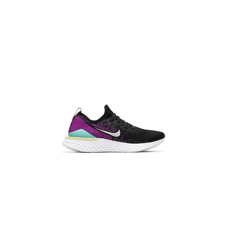 Image of Nike Epic React Flyknit 2 Black Vivid Purple (GS)