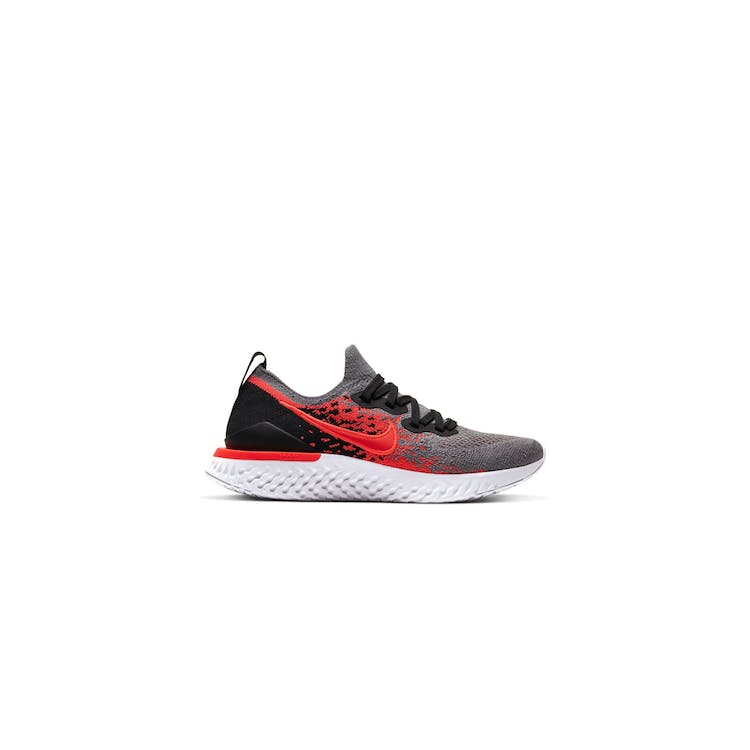 Image of Nike Epic React Flyknit 2 Cool Grey Bright Crimson (GS)