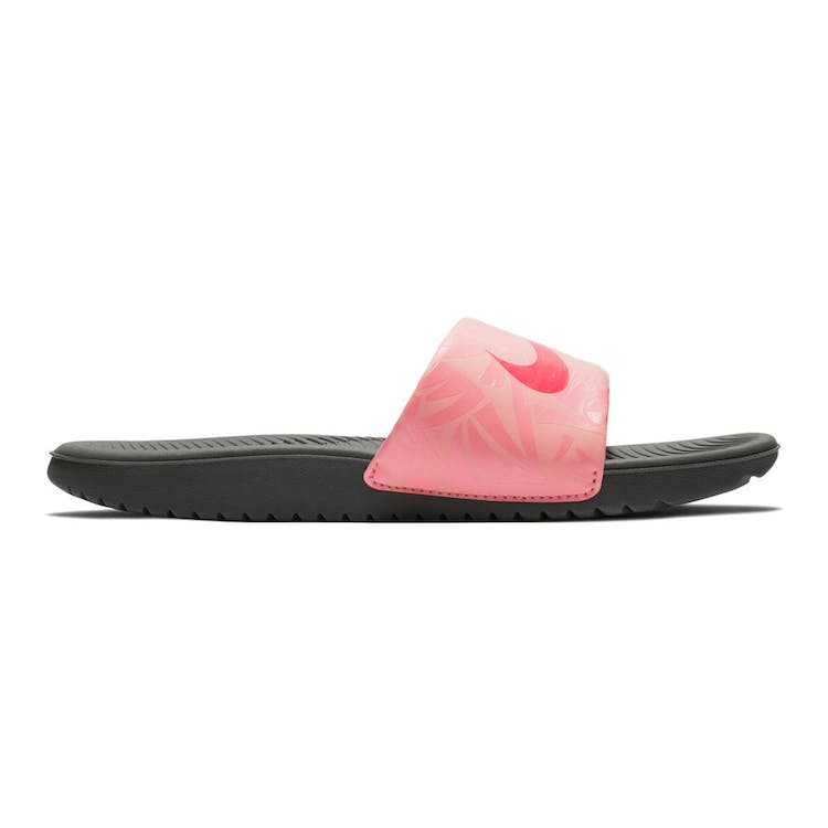 Image of Nike Kawa Slide Print Dark Grey Tropical Pink (GS)