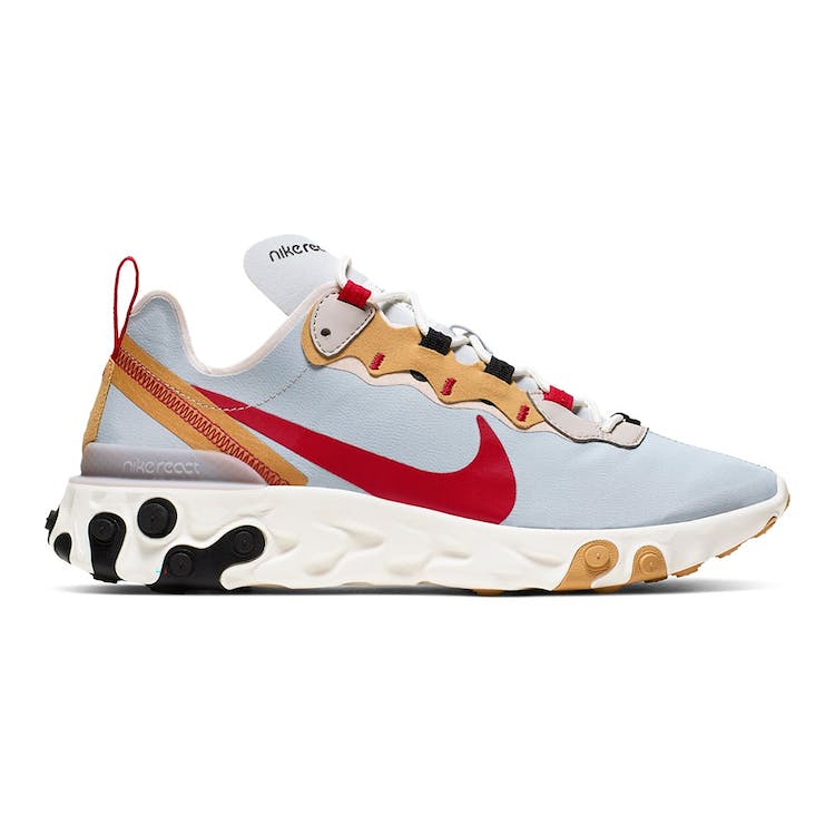 Image of Nike React Element 55 Pure Platinum Club Gold Red
