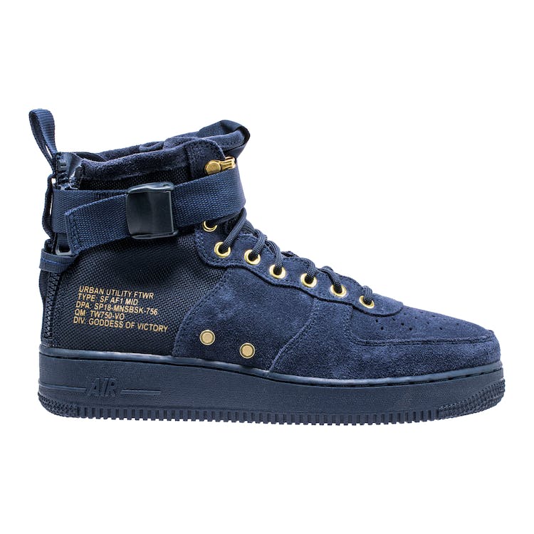Image of Nike SF Air Force 1 Mid Obsidian Metallic Gold
