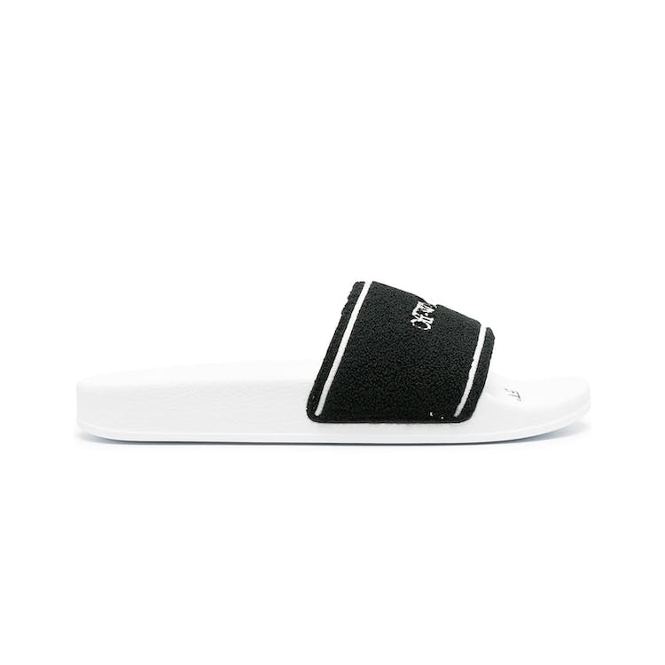Image of OFF-WHITE Chenille Slide Logo Embroidered Black White