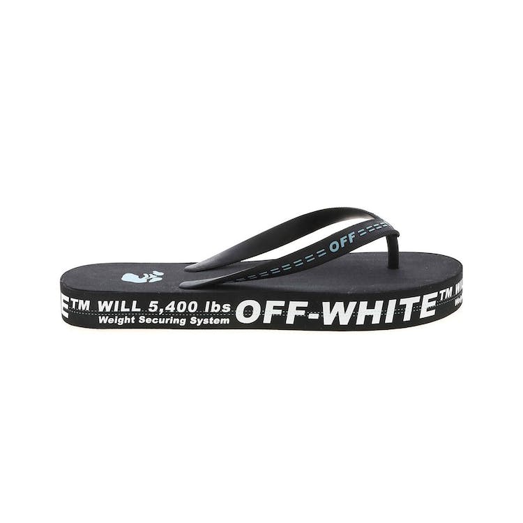 Image of OFF-WHITE Logo Flip Flop Black White