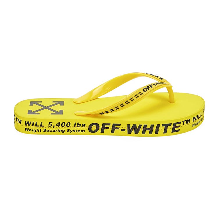Image of Off-White Logo Typographic Flip Flop Yellow SS20