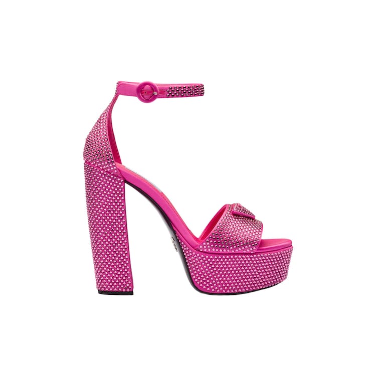 Image of Prada 135mm Crystal Platform Sandals Begonia Pink Satin