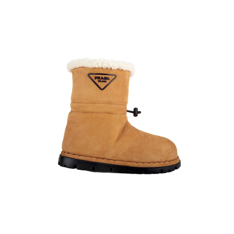 Image of Prada Blow Shearling Boot Brown Leather