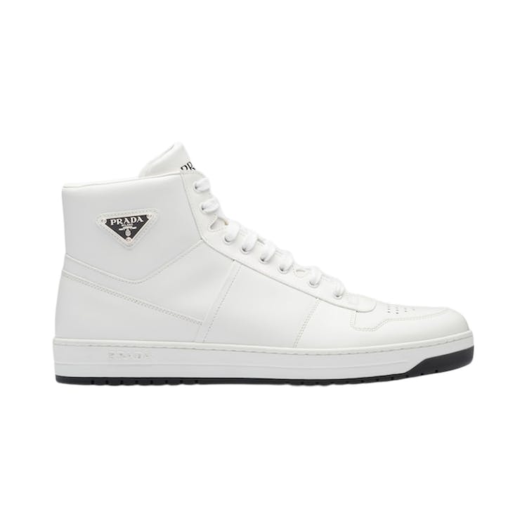 Image of Prada Downtown High Top Sneakers Leather White White Black