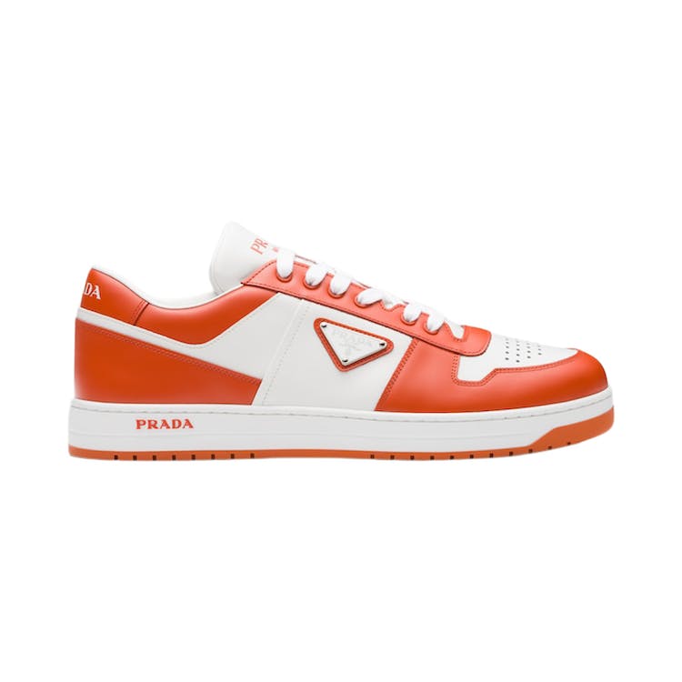 Image of Prada Downtown Low Top Sneakers Leather White Orange
