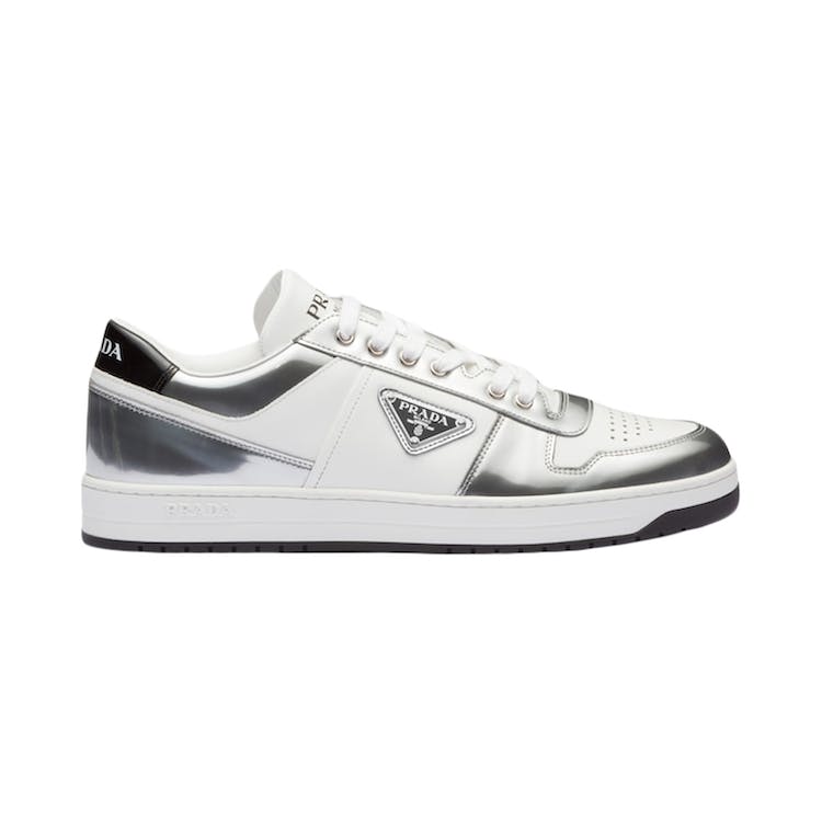 Image of Prada Downtown Low Top Sneakers Leather White Silver