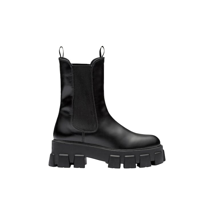 Image of Prada Monolith 55mm Ankle Boot Black Brushed Leather