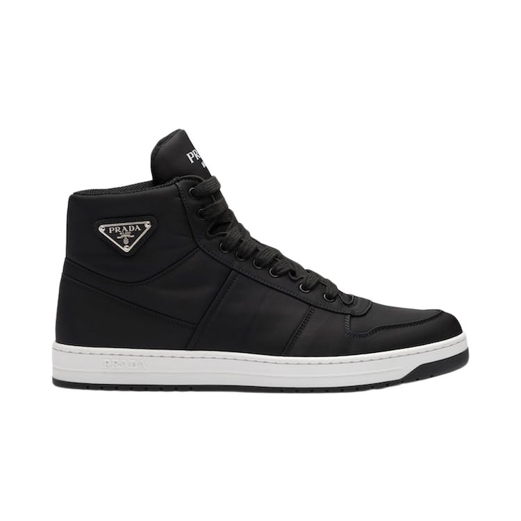 Image of Prada Re-Nylon Gabardine High Top Sneakers Black Black White