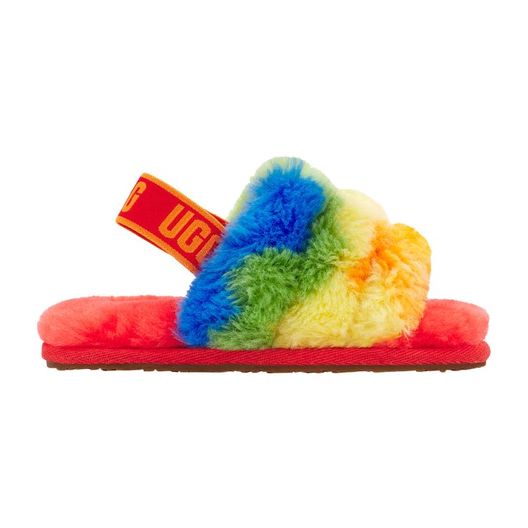 Image of UGG Fluff Yeah Slide Rainbow Stripes (Toddler)