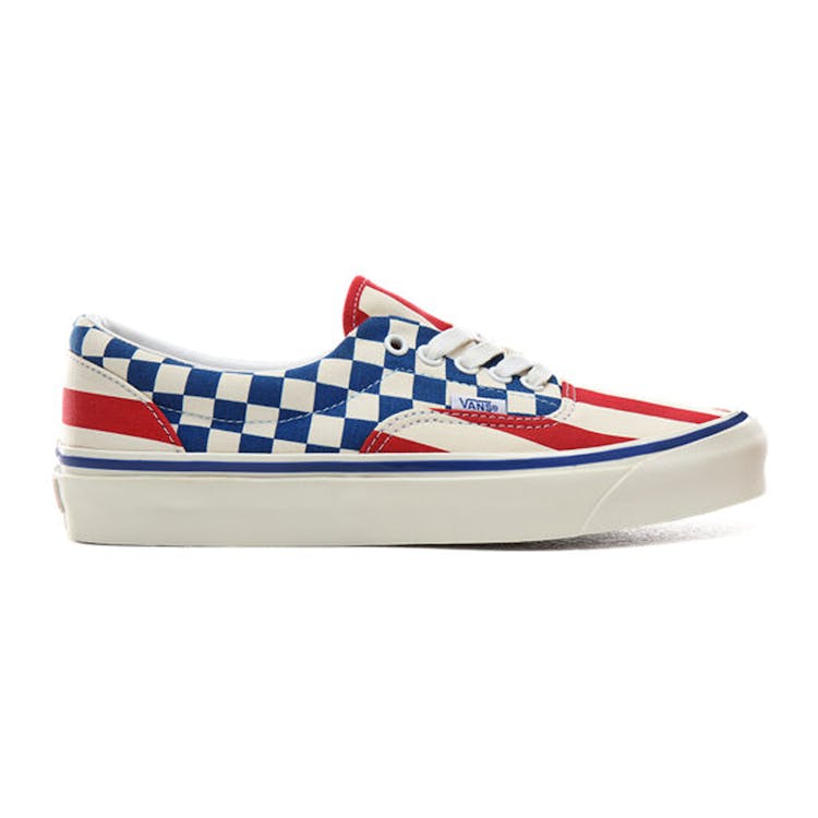 Image of Vans Era 95 Anaheim Factory Red Stripes Blue Checkers
