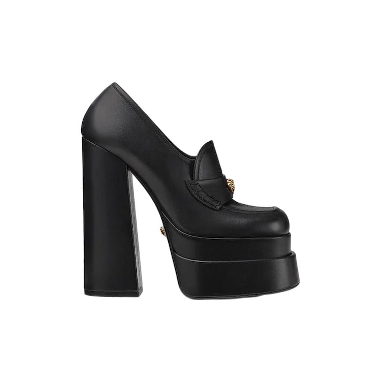 Image of Versace Aevitas 155mm Platform Loafers Black Leather