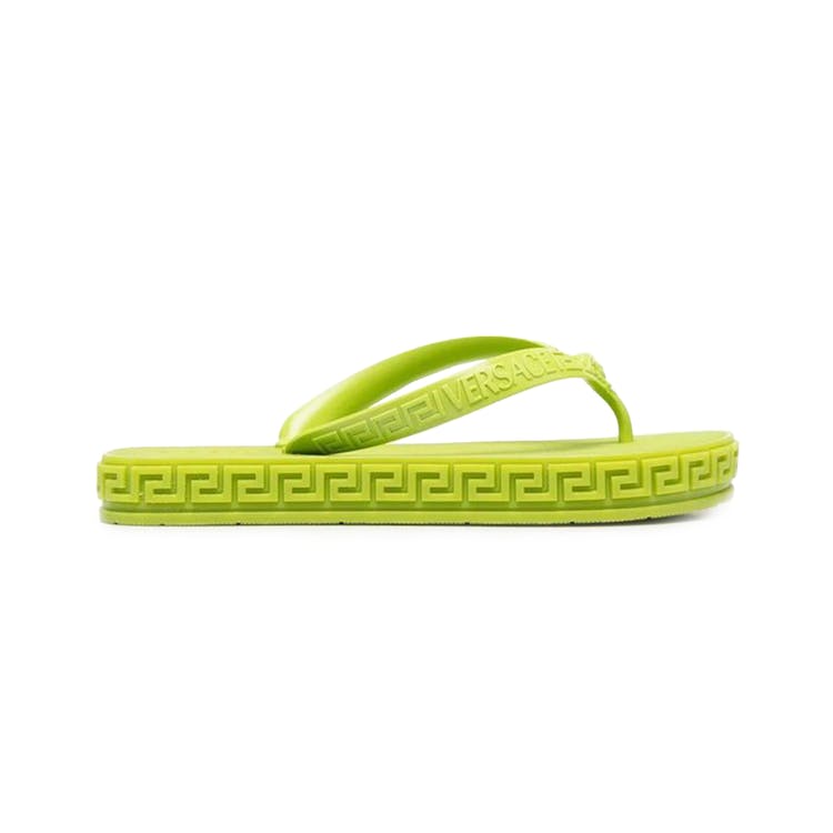 Image of Versace Greca Flip Flops Lime Green (W)